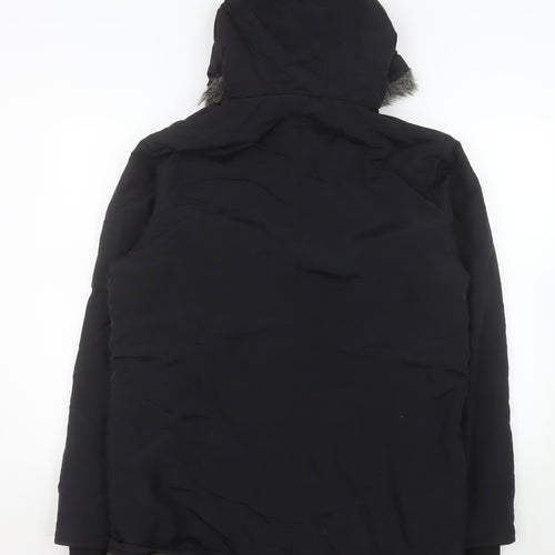ACW85 Men's Black Faux Fur Hooded Parka Jacket Medium Winter Warm