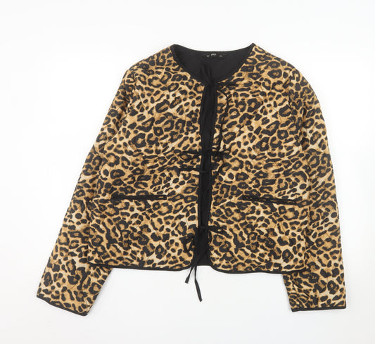 F&F Women’s Brown Leopard Print Quilted Cotton Jacket UK 12