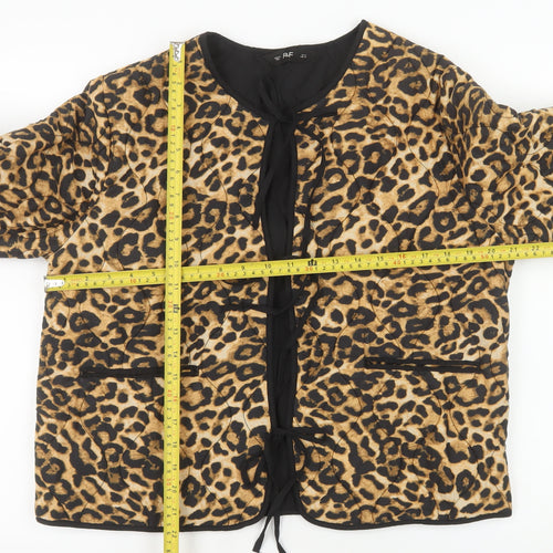 F&F Women’s Brown Leopard Print Quilted Cotton Jacket UK 12