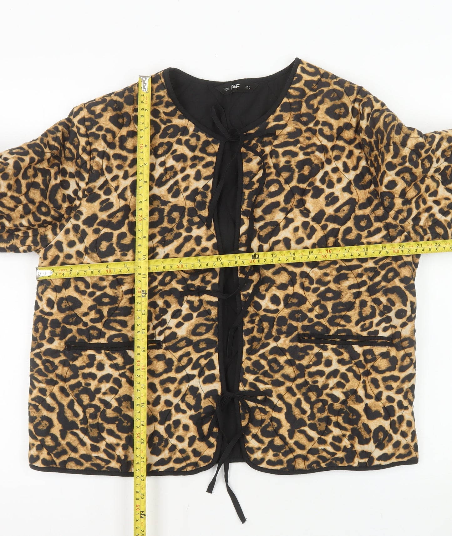 F&F Women’s Brown Leopard Print Quilted Cotton Jacket UK 12