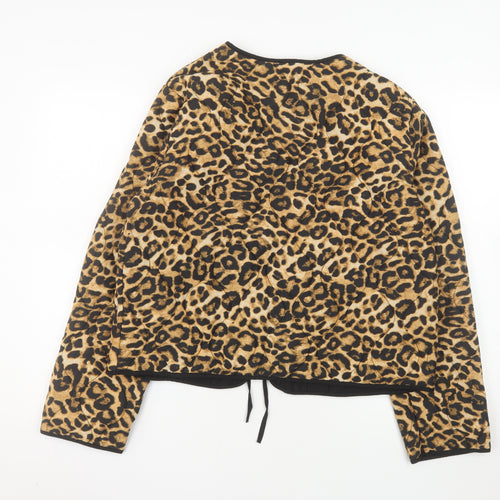 F&F Women’s Brown Leopard Print Quilted Cotton Jacket UK 12