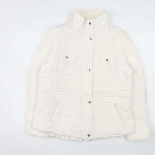 Woolworths Women's White Size 16 Puffer Jacket with Zip Pockets