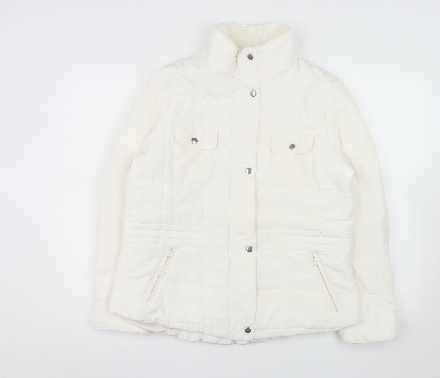 Woolworths Women's White Size 16 Puffer Jacket with Zip Pockets