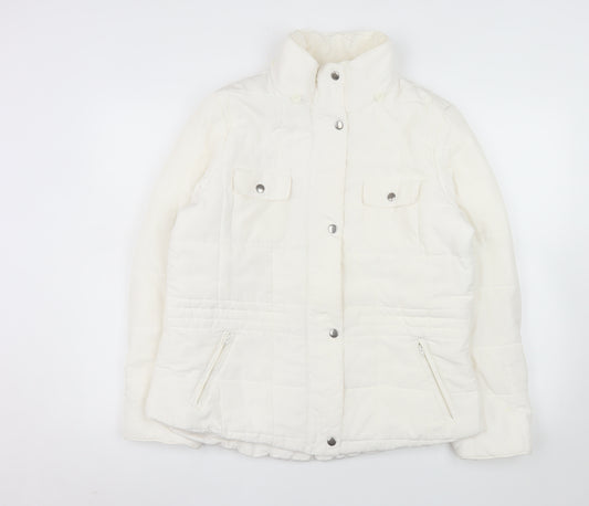 Woolworths Women's White Size 16 Puffer Jacket with Zip Pockets