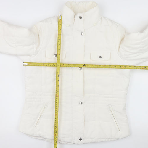 Woolworths Women's White Size 16 Puffer Jacket with Zip Pockets