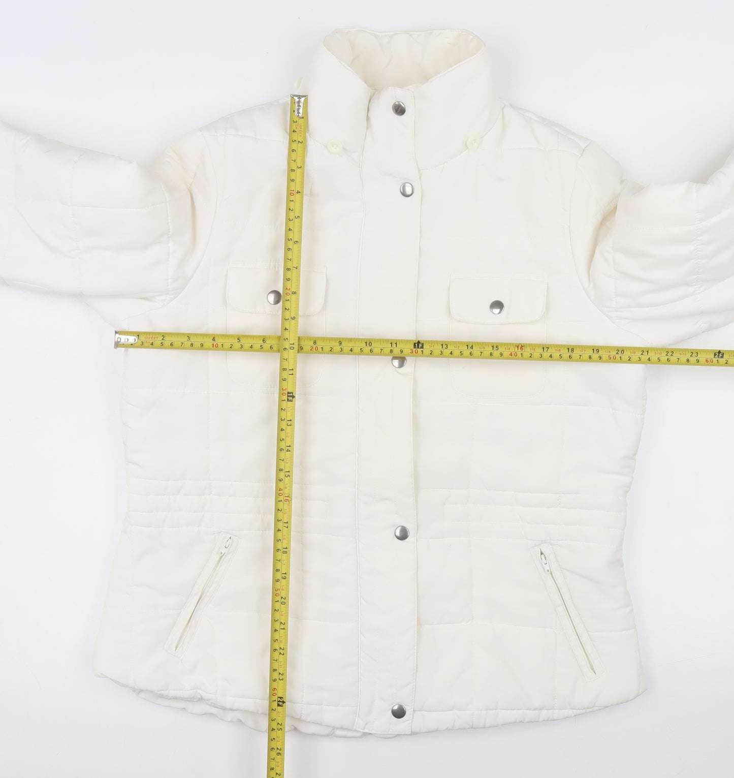 Woolworths Women's White Size 16 Puffer Jacket with Zip Pockets
