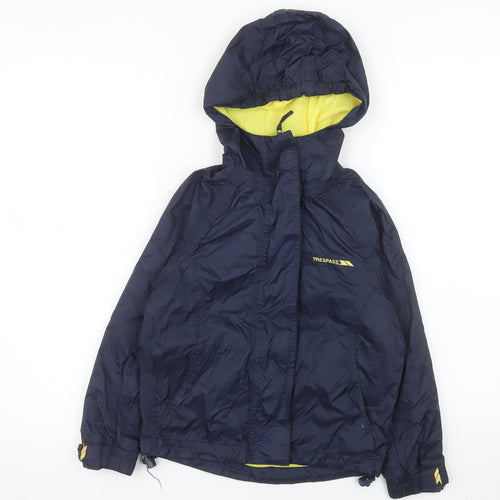 Trespass Boys Blue Waterproof Hooded Rain Jacket 5-6 Years Windproof Coat