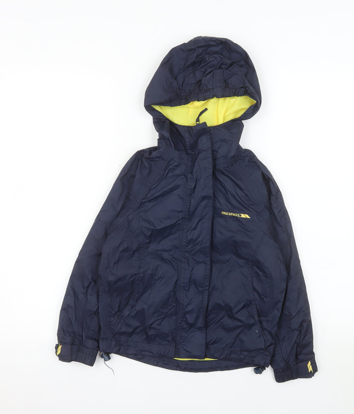 Trespass Boys Blue Waterproof Hooded Rain Jacket 5-6 Years Windproof Coat