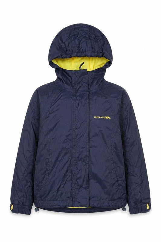 Trespass Boys Blue Waterproof Hooded Rain Jacket 5-6 Years Windproof Coat