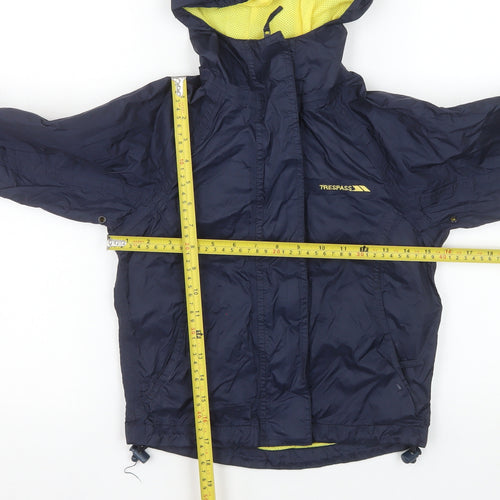 Trespass Boys Blue Waterproof Hooded Rain Jacket 5-6 Years Windproof Coat