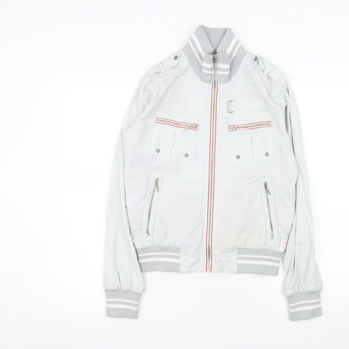 Pepe Jeans Womens White Bomber Jacket Size S Cotton Blend Zip Up