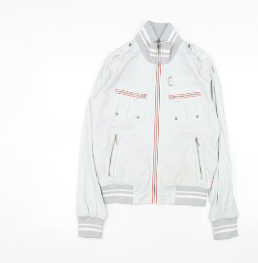 Pepe Jeans Womens White Bomber Jacket Size S Cotton Blend Zip Up