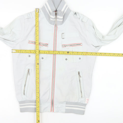 Pepe Jeans Womens White Bomber Jacket Size S Cotton Blend Zip Up
