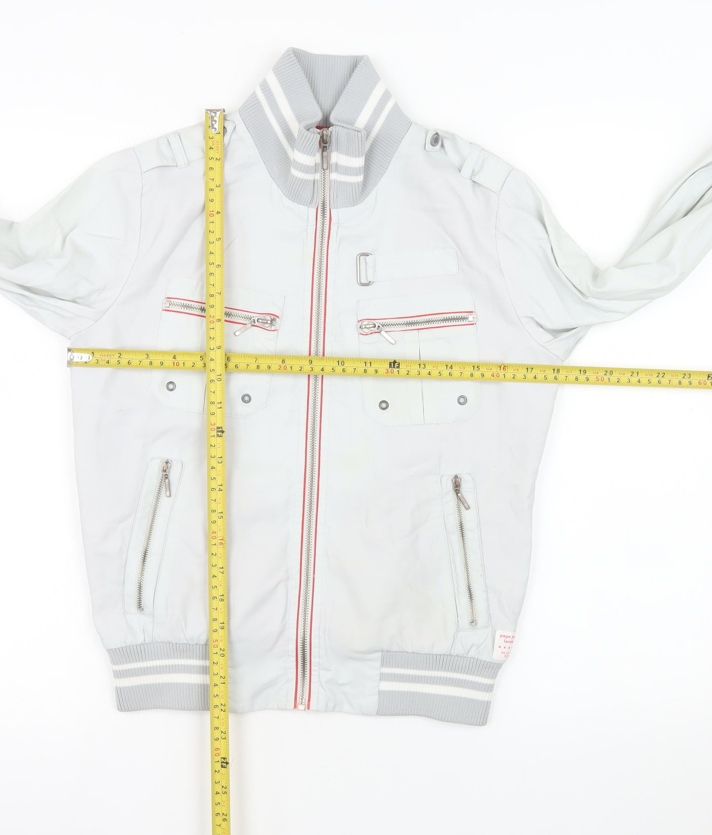 Pepe Jeans Womens White Bomber Jacket Size S Cotton Blend Zip Up
