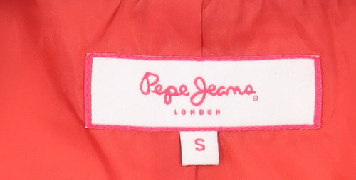 Pepe Jeans Womens White Bomber Jacket Size S Cotton Blend Zip Up