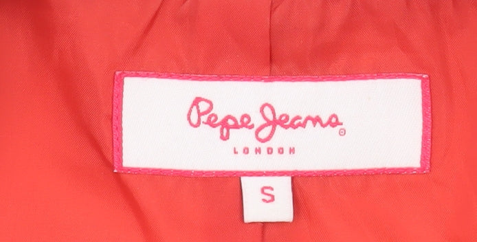 Pepe Jeans Womens White Bomber Jacket Size S Cotton Blend Zip Up
