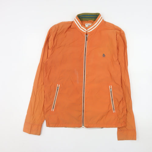Penguin by Munsingwear Men's Orange Bomber Jacket M Nylon Cotton Full Zip