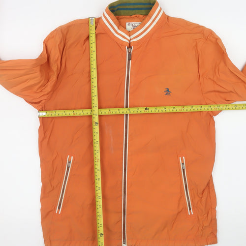 Penguin by Munsingwear Men's Orange Bomber Jacket M Nylon Cotton Full Zip