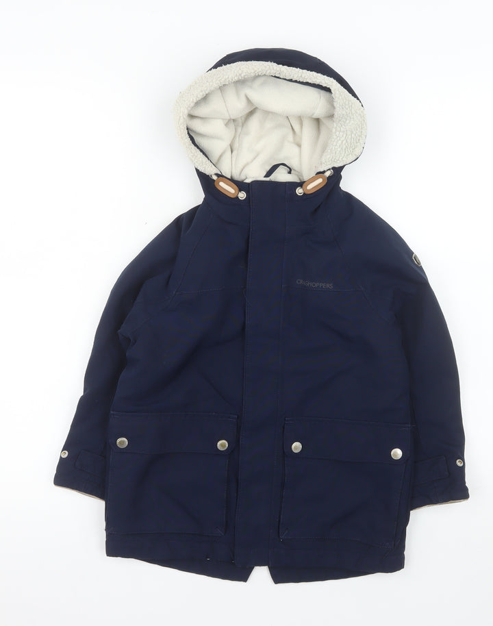 Craghoppers Boys Blue Waterproof Hooded Parka Coat Size 5-6 Years
