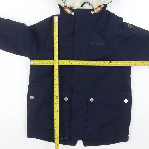 Craghoppers Boys Blue Waterproof Hooded Parka Coat Size 5-6 Years