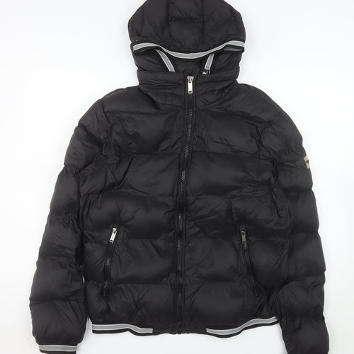 Avenzi Roma Men's Black L Puffer Jacket Hooded Nylon Winter Coat