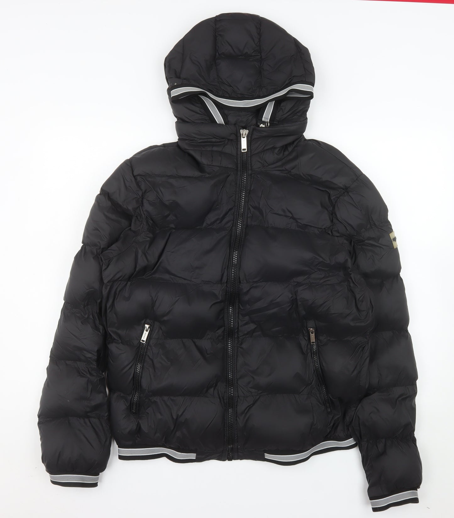 Avenzi Roma Men's Black L Puffer Jacket Hooded Nylon Winter Coat