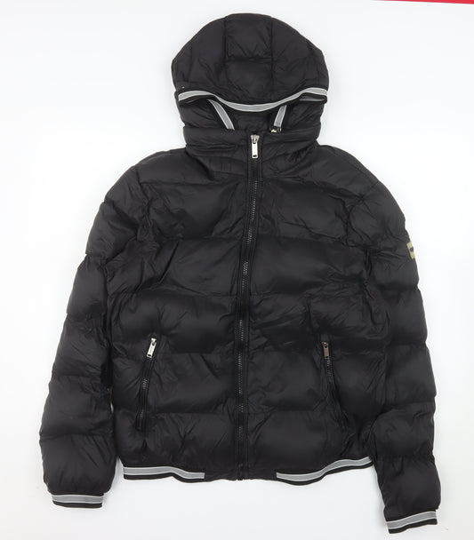 Avenzi Roma Men's Black L Puffer Jacket Hooded Nylon Winter Coat