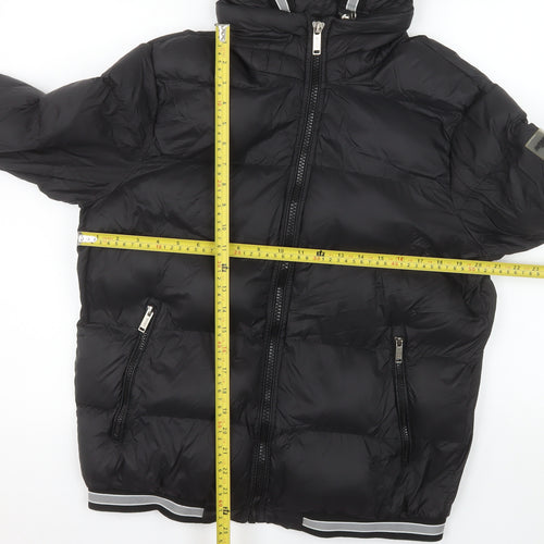 Avenzi Roma Men's Black L Puffer Jacket Hooded Nylon Winter Coat