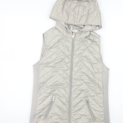 Street One Women's Grey Quilted Hooded Puffer Waistcoat Size 8