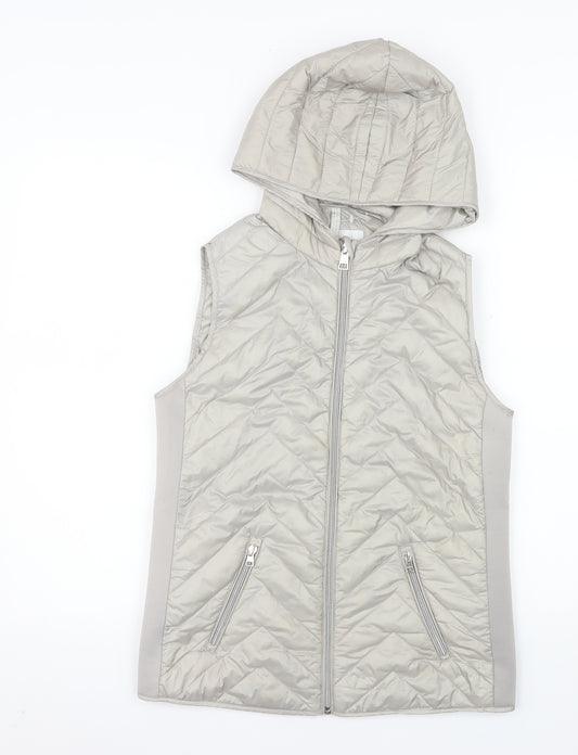 Street One Women's Grey Quilted Hooded Puffer Waistcoat Size 8