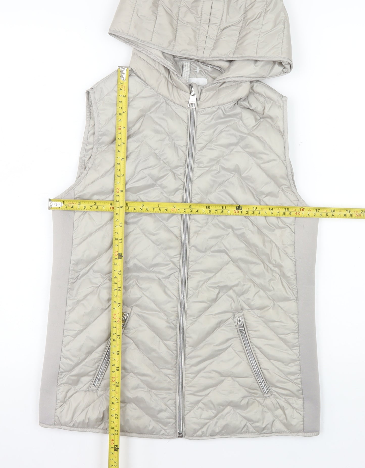 Street One Women's Grey Quilted Hooded Puffer Waistcoat Size 8