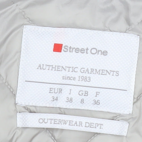 Street One Women's Grey Quilted Hooded Puffer Waistcoat Size 8