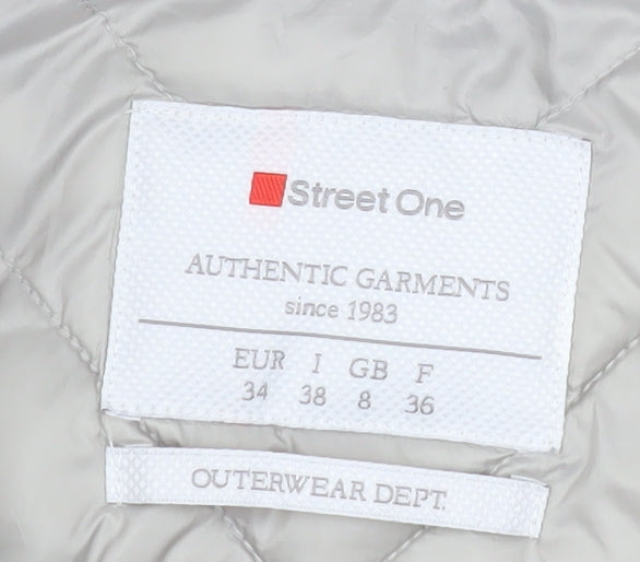 Street One Women's Grey Quilted Hooded Puffer Waistcoat Size 8