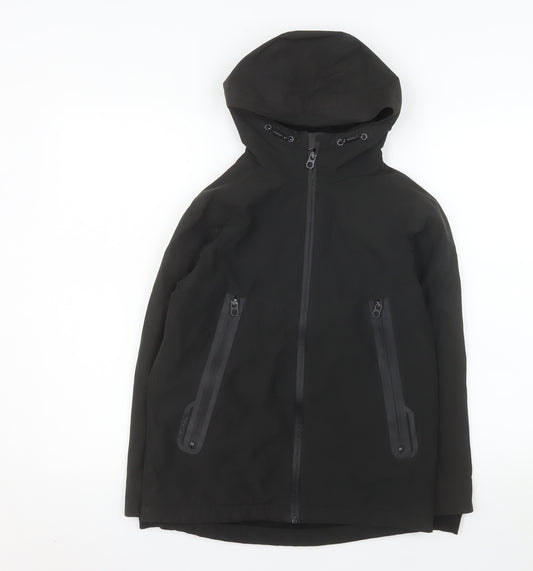 Next Boys Black Hooded Waterproof Parka Coat 10 Years