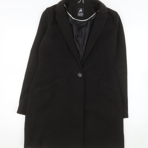 Atmosphere Women Black Long Overcoat Size 10 Classic Lined