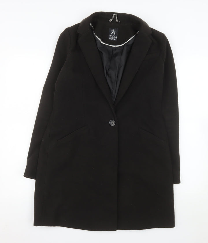Atmosphere Women Black Long Overcoat Size 10 Classic Lined