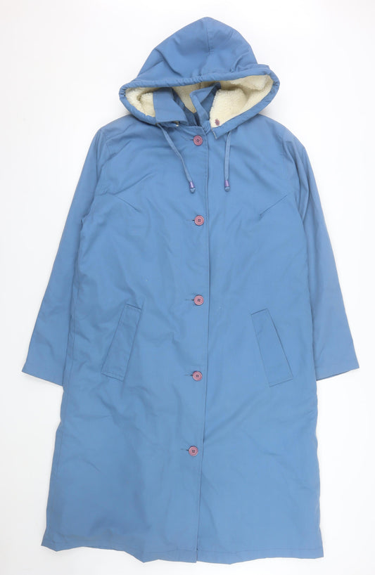 Classics Women Blue Hooded Long Parka Coat Size 12