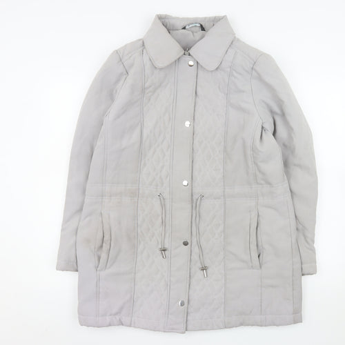 Bonmarché Women’s Grey Quilted Mid-Length Jacket Size 14 Polyester Blend