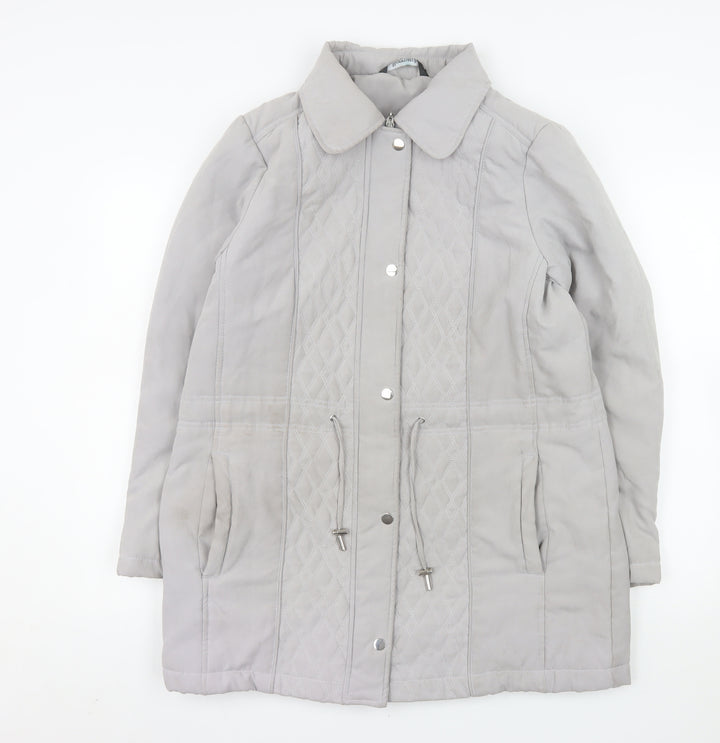 Bonmarché Women’s Grey Quilted Mid-Length Jacket Size 14 Polyester Blend