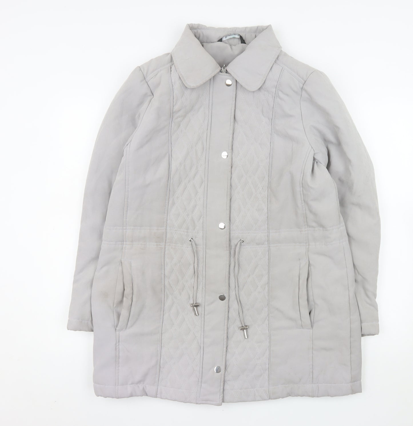 Bonmarché Women’s Grey Quilted Mid-Length Jacket Size 14 Polyester Blend
