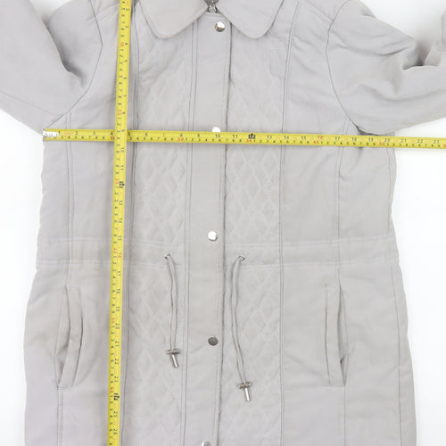 Bonmarché Women’s Grey Quilted Mid-Length Jacket Size 14 Polyester Blend
