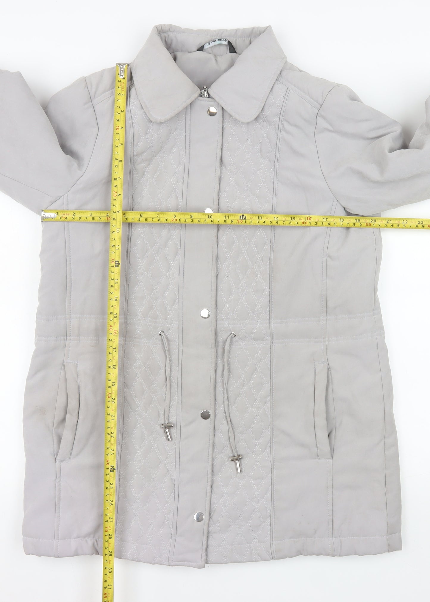 Bonmarché Women’s Grey Quilted Mid-Length Jacket Size 14 Polyester Blend