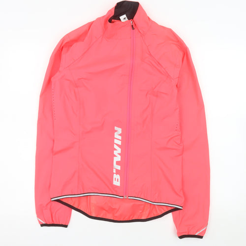 B'Twin Women's Pink Windbreaker Cycling Jacket Size 10 Reflective Lightweight