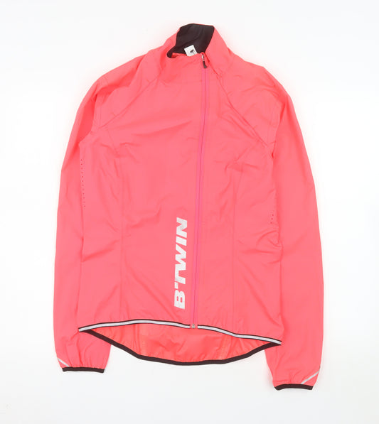 B'Twin Women's Pink Windbreaker Cycling Jacket Size 10 Reflective Lightweight