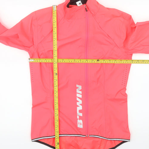 B'Twin Women's Pink Windbreaker Cycling Jacket Size 10 Reflective Lightweight