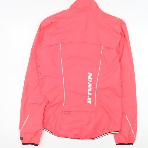 B'Twin Women's Pink Windbreaker Cycling Jacket Size 10 Reflective Lightweight