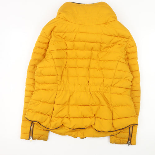 Zara Womens Yellow Belted Puffer Jacket Size 18 Polyester Winter Coat