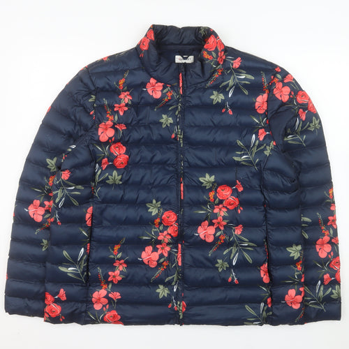 Damart Women's Blue Floral Lightweight Puffer Jacket Size 18