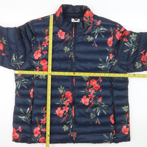 Damart Women's Blue Floral Lightweight Puffer Jacket Size 18