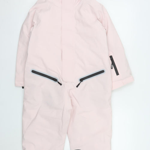 Marks and Spencer Girls Pink Waterproof Hooded Snowsuit 7-8 Years Winter Ski
